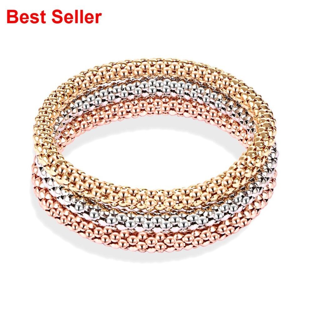 Stretch Bracelets Set 3 PCS Gold Plated Silver Plated Rose Gold Plated Copper